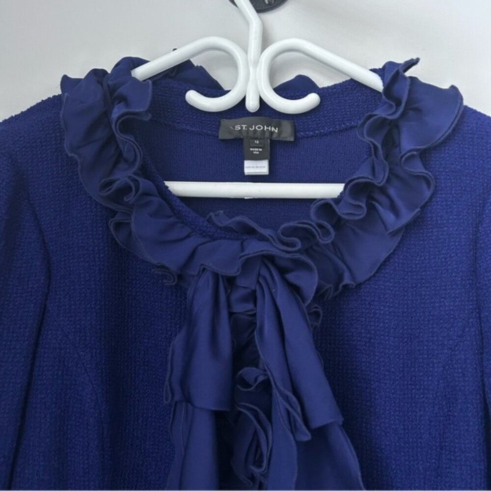St. John Knit Duster With Silk Ruffles - Picture 5 of 11